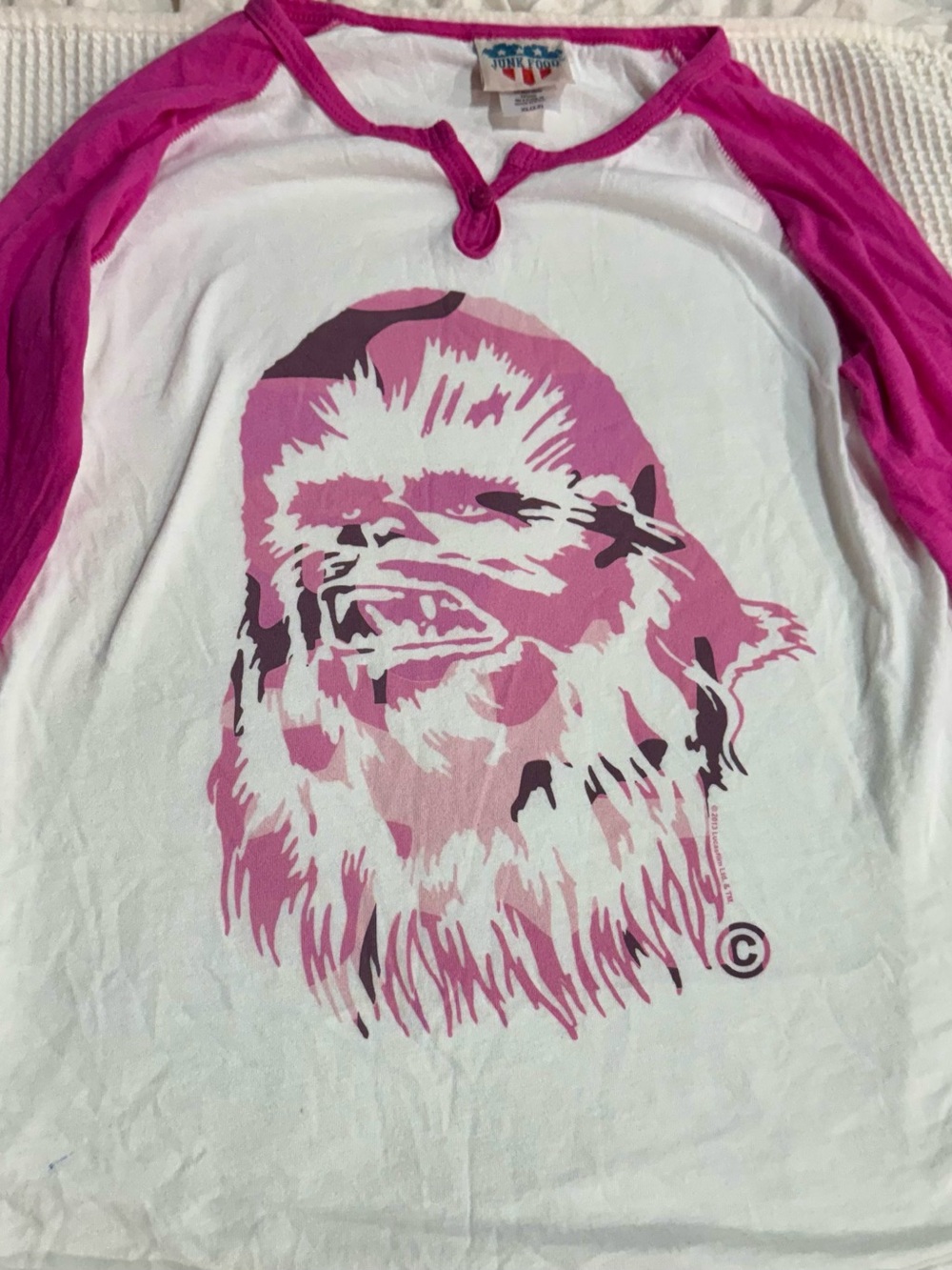 Junk Food Kids Pink Raglan Star Wars Chewbacca Graphic Tee